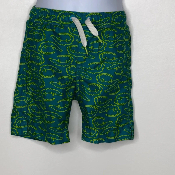 Lands end toddler boys green alligator print swim trunks Sz 4T - Picture 1 of 3